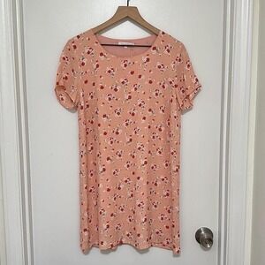 OLIVACEOUS | NWT Woman's Ditsy Pink Floral Peachy Scoop Neck Mini Shirt Dress, M